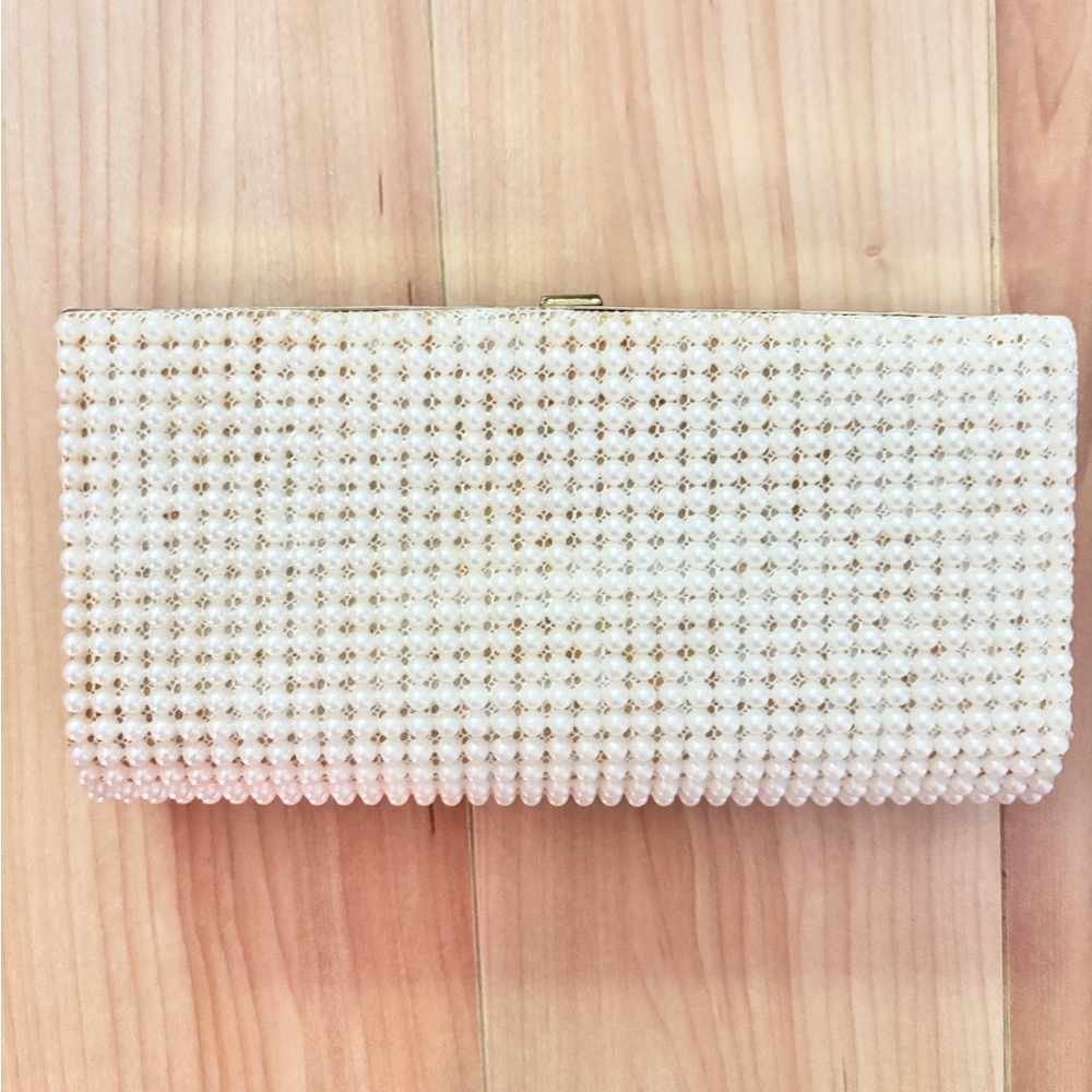 Vintage Faux Pearl Beaded Clutch Purse by JR USA